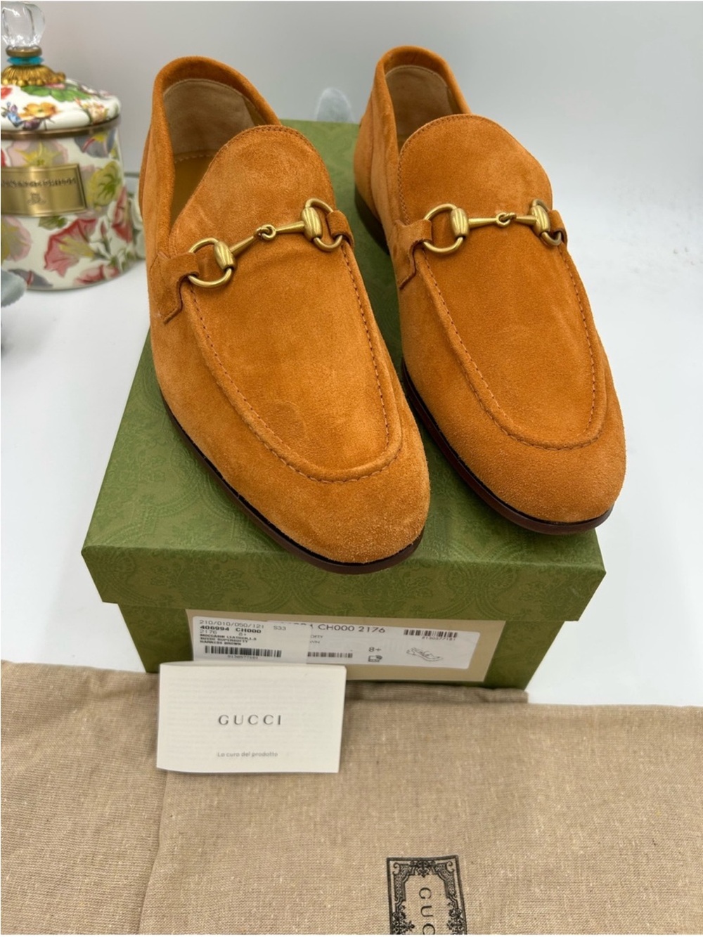 Men’s Gucci JORDAAN suede horse bit loafers size 8.5 fits 9.5 US made in Italy